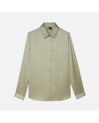 Chemise 100% soie satin kaki-gris