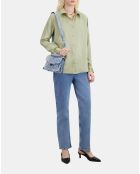 Chemise 100% soie satin kaki-gris