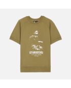 Sweatshirt manches courtes avec sérigraphie olive