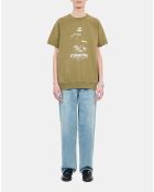Sweatshirt manches courtes avec sérigraphie olive