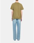 Sweatshirt manches courtes avec sérigraphie olive