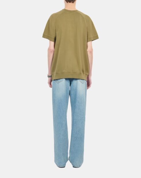 Sweatshirt manches courtes avec sérigraphie olive