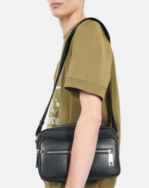 Sweatshirt manches courtes avec sérigraphie olive