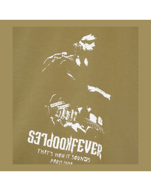 Sweatshirt manches courtes avec sérigraphie olive