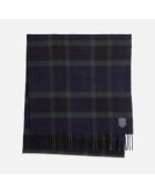 Écharpe 100% laine à carreaux marine, verte