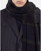 Écharpe 100% laine à carreaux marine, verte