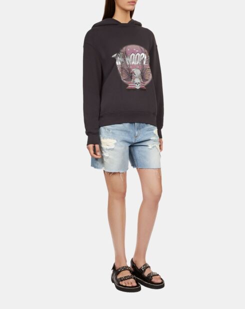 Sweatshirt à capuche gris carbone