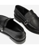Mocassins en cuir avec empiècements métalliques noirs