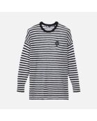 Pull en mohair et laine à rayures noir et blanc