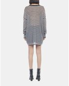 Pull en mohair et laine à rayures noir et blanc