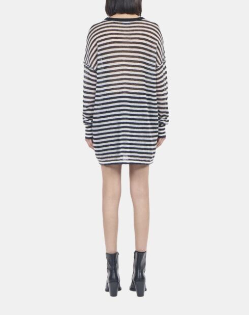 Pull en mohair et laine à rayures noir et blanc