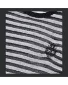 Pull en mohair et laine à rayures noir et blanc