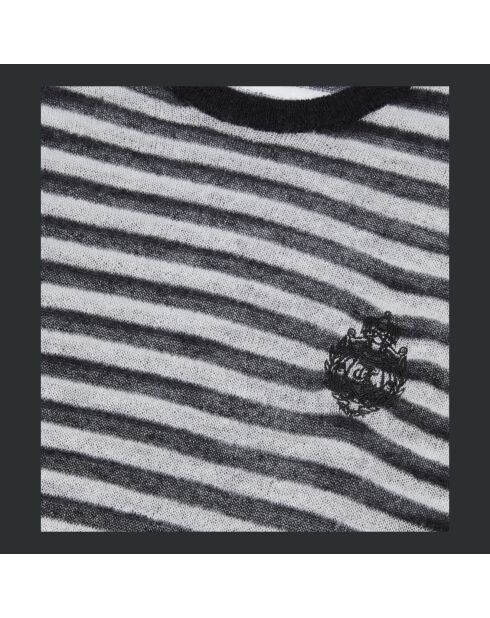 Pull en mohair et laine à rayures noir et blanc