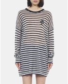 Pull en mohair et laine à rayures noir et blanc