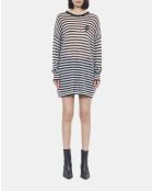 Pull en mohair et laine à rayures noir et blanc