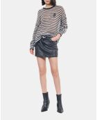 Pull en mohair et laine à rayures noir et blanc