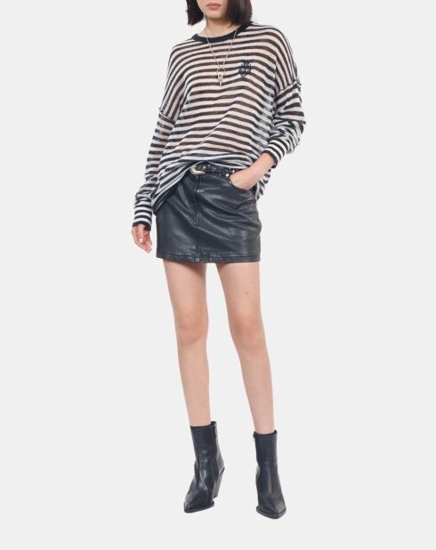 Pull en mohair et laine à rayures noir et blanc