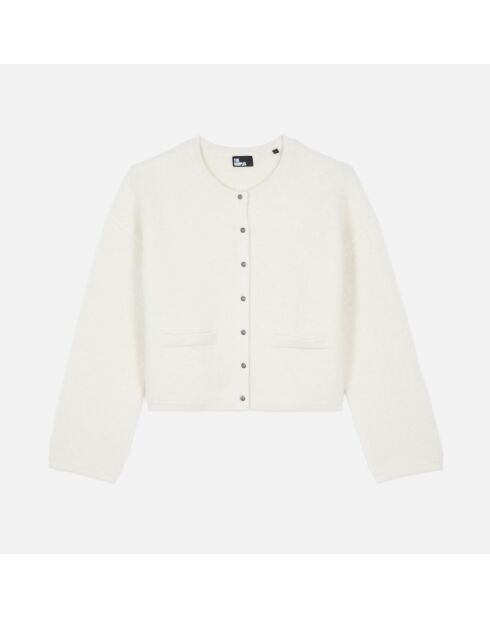 Cardigan en alpaga et laine écru