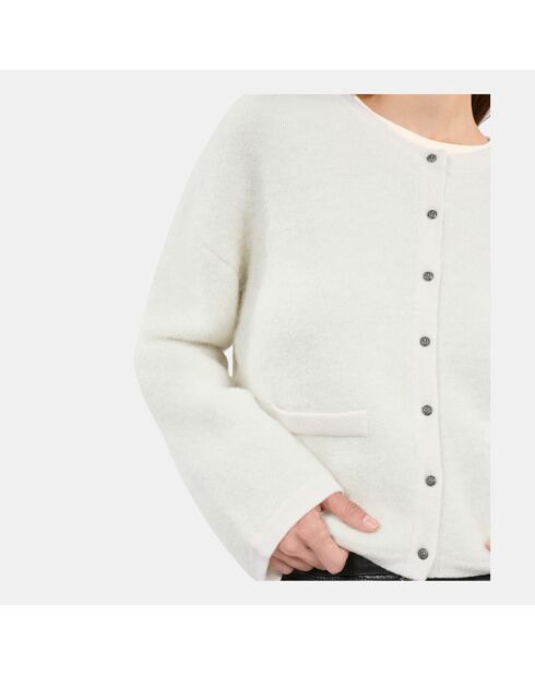 Cardigan en alpaga et laine écru