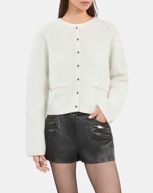 Cardigan en alpaga et laine écru