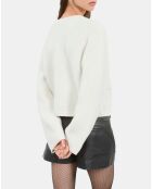 Cardigan en alpaga et laine écru