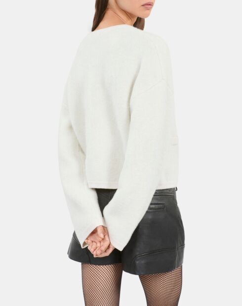 Cardigan en alpaga et laine écru