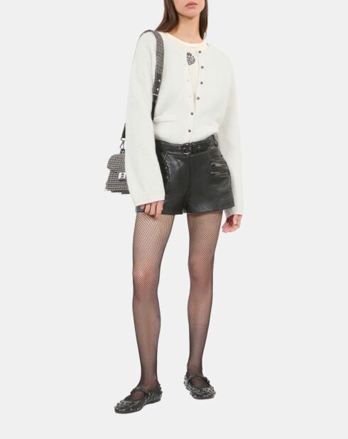 Cardigan en alpaga et laine écru