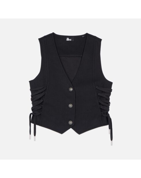 Gilet avec laçage en Laine mélangée noir