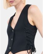 Gilet avec laçage en Laine mélangée noir