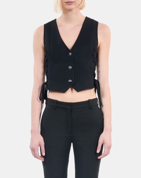 Gilet avec laçage en Laine mélangée noir