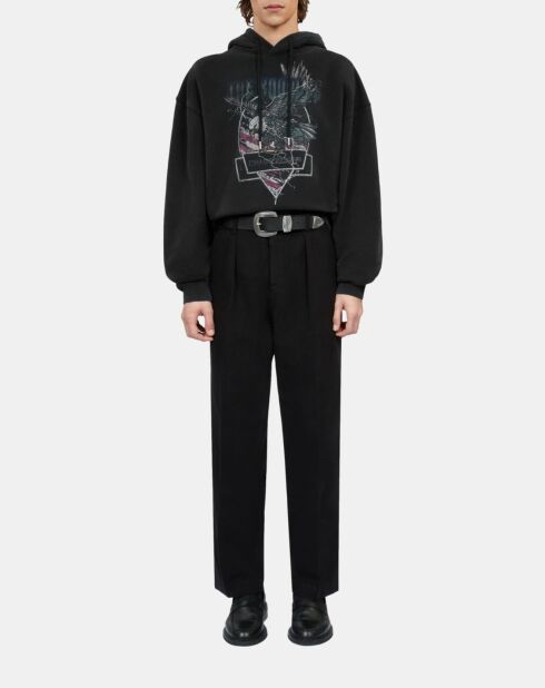 Sweatshirt à capuche avec sérigraphie noir