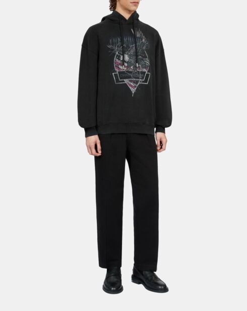 Sweatshirt à capuche avec sérigraphie noir