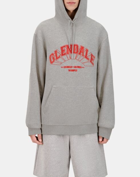 Sweatshirt à capuche avec sérigraphie gris