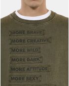 Sweatshirt à patchs kaki olive