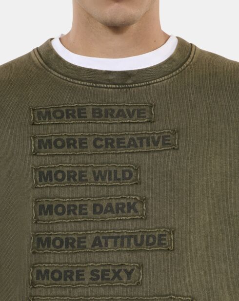 Sweatshirt à patchs kaki olive