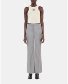 Pantalon tailleur droit en laine taupe
