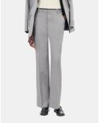Pantalon tailleur droit en laine taupe