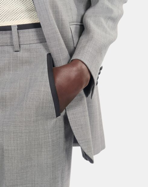 Pantalon tailleur droit en laine taupe