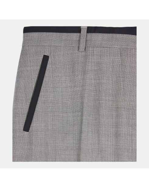 Pantalon tailleur droit en laine taupe