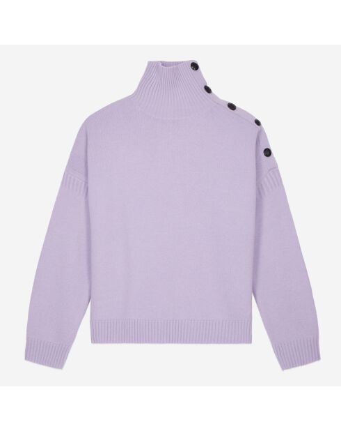 Pull en cachemire avec boutons mauve