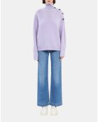 Pull en cachemire avec boutons mauve
