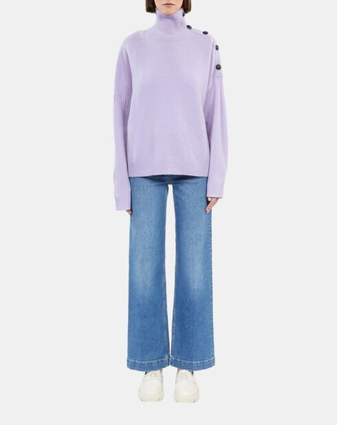 Pull en cachemire avec boutons mauve