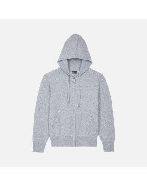 Sweatshirt à capuche en laine et cachemire gris