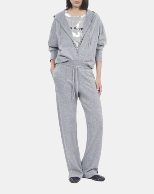 Sweatshirt à capuche en laine et cachemire gris