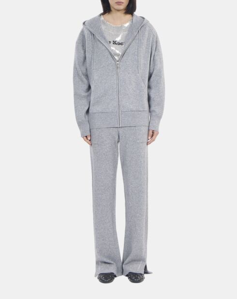 Sweatshirt à capuche en laine et cachemire gris