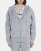 Sweatshirt à capuche en laine et cachemire gris