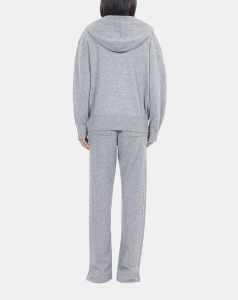 Sweatshirt à capuche en laine et cachemire gris