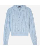 Pull en laine mélangée bleu ciel