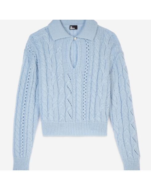 Pull en laine mélangée bleu ciel