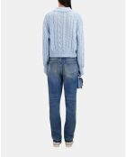 Pull en laine mélangée bleu ciel